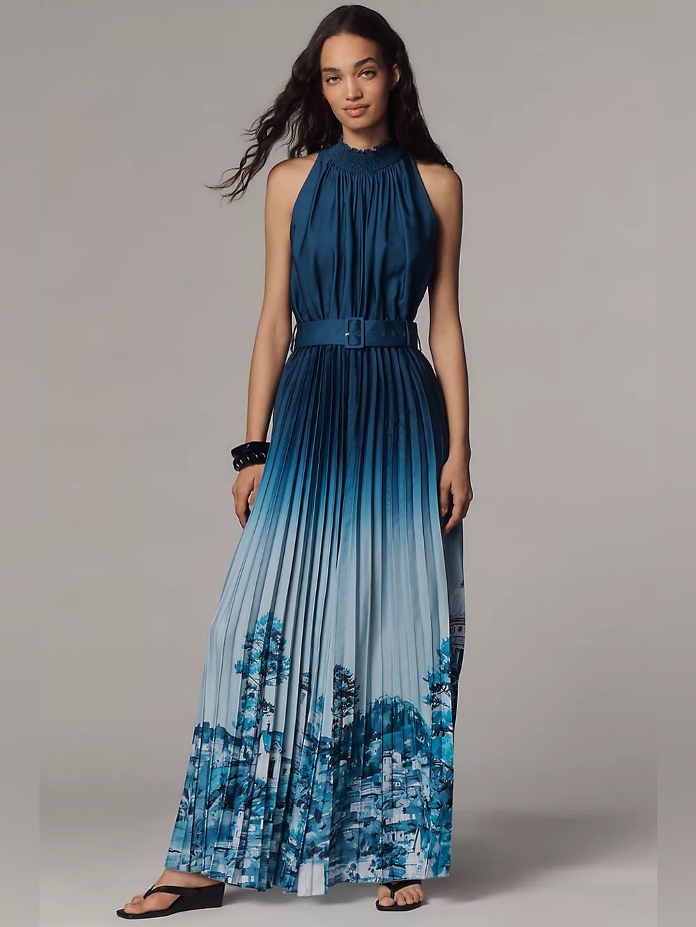 NWT Size M - Ranna Gill Rome Pleated Mock-Neck Jumpsuit with Pockets (US$ 288)